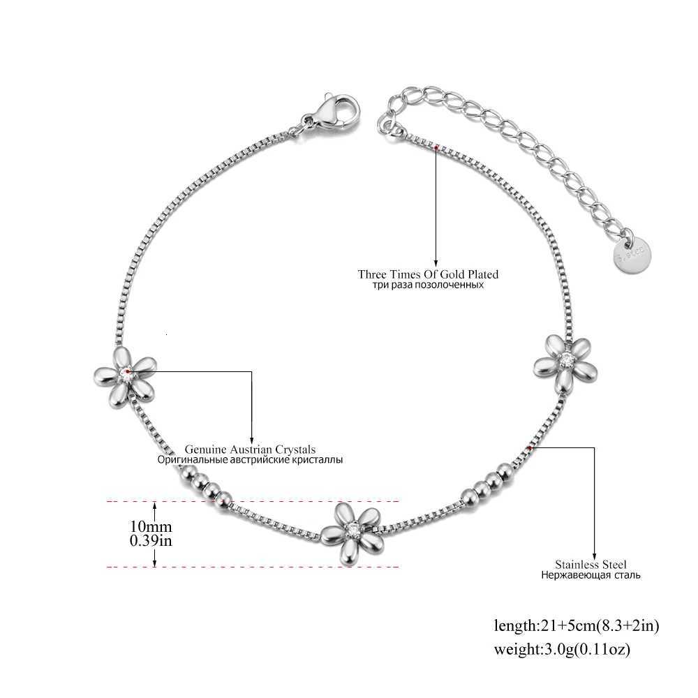 Lokaer Stainless Steel Cubic Zirconia Flower Anklet for Women 18K Gold Plated Chain Jewelry A24015 H260321 - view 3