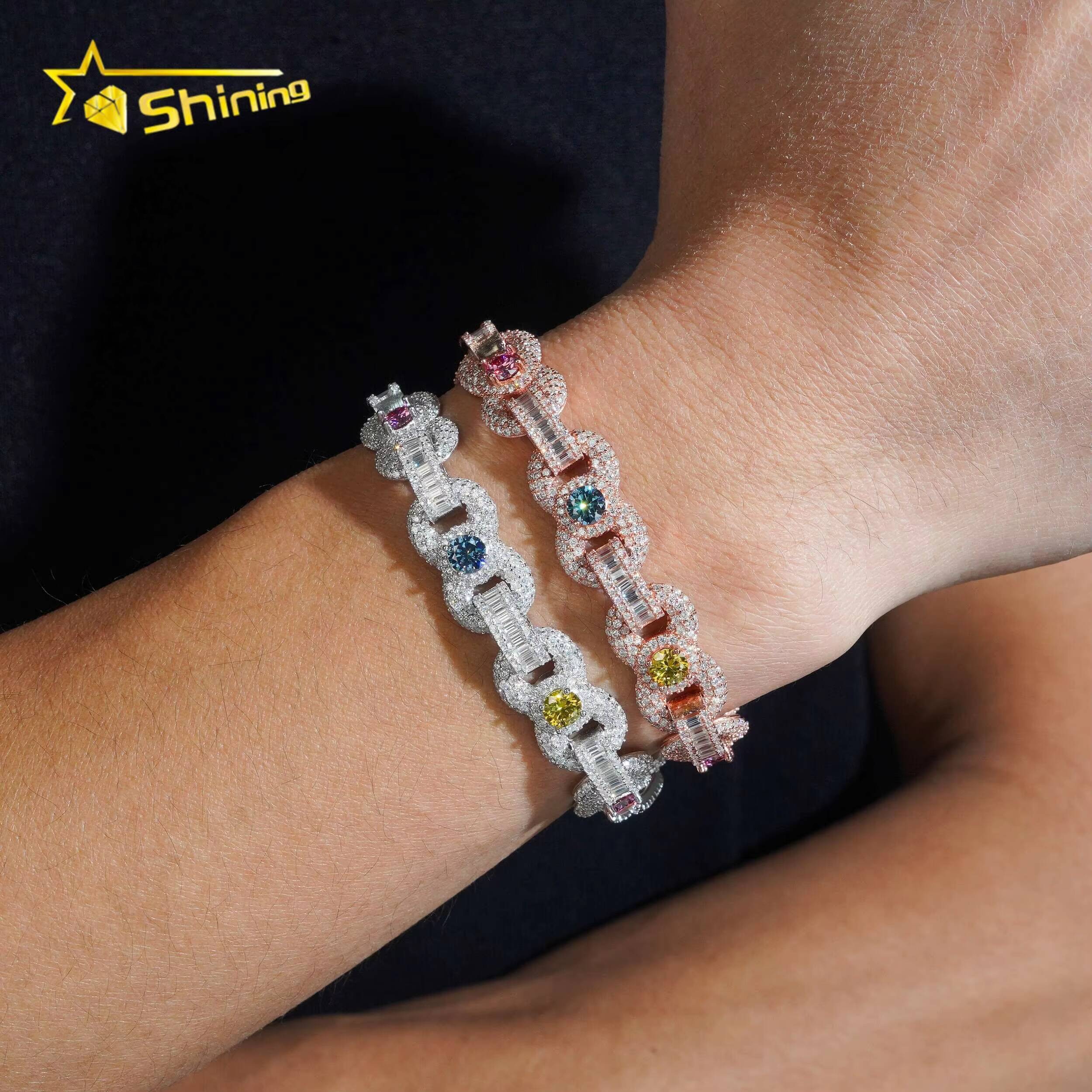 Pass Diamond Test Moissanite Bracelet Cuban Rhodium Plated S925 Moissanite Sparking Iced Out Cuban Link Hip Hop Bracelet - view 3