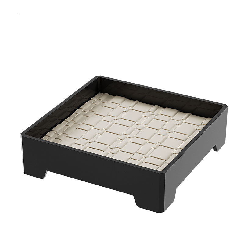 Rectangular Wooden Entryway Storage Tray with Black Leather Accents Tea Tray Aromatherapy Tray Home Decor Tray for the Living Room