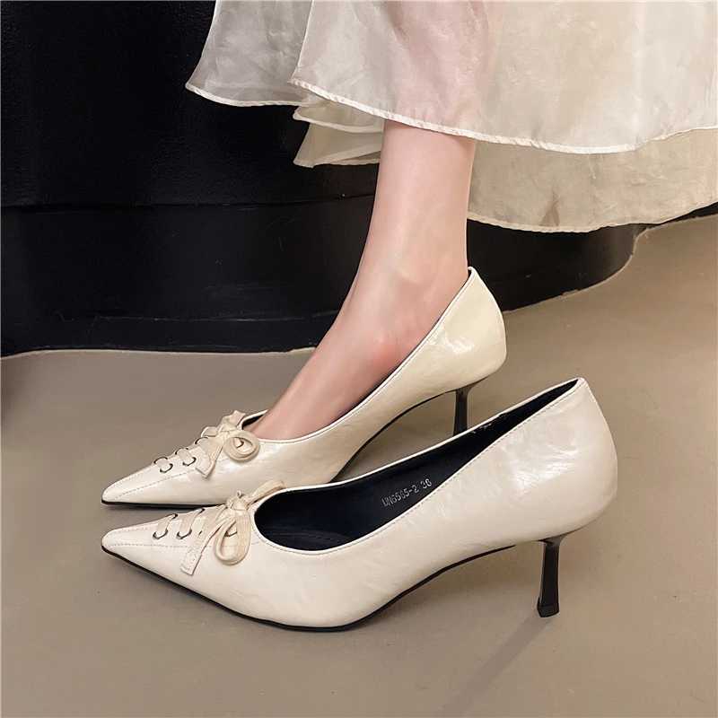 New Style Womens Fashion Female Shoes Slip on Womens High Heel Classics Dress Pumps Women Pointed Toe Thin Heels Bow Tie Shoes C260321
