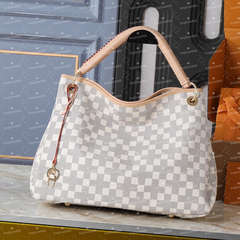 Designer New women's shoulder tote bag Damier azur Artsy genuine leather with floral patterns hand-held shopping bag armpit bag large capacity women bag