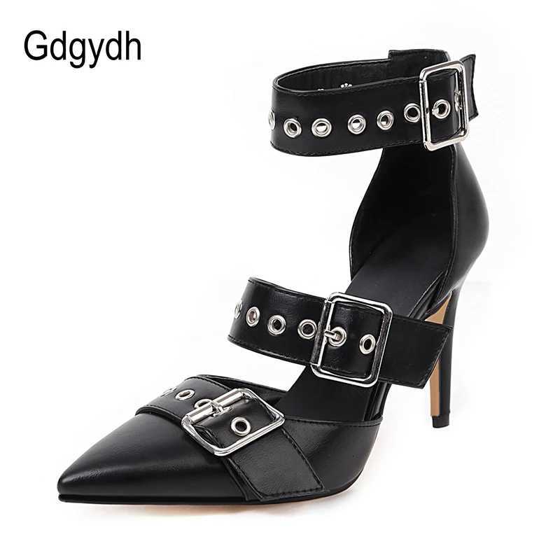 Gdgydh Black Punk Gothic High Heels Sexy Plus Size Pointed Toe Fashion Women Pumps Wedding Shoes Stiletto Heels New C260321