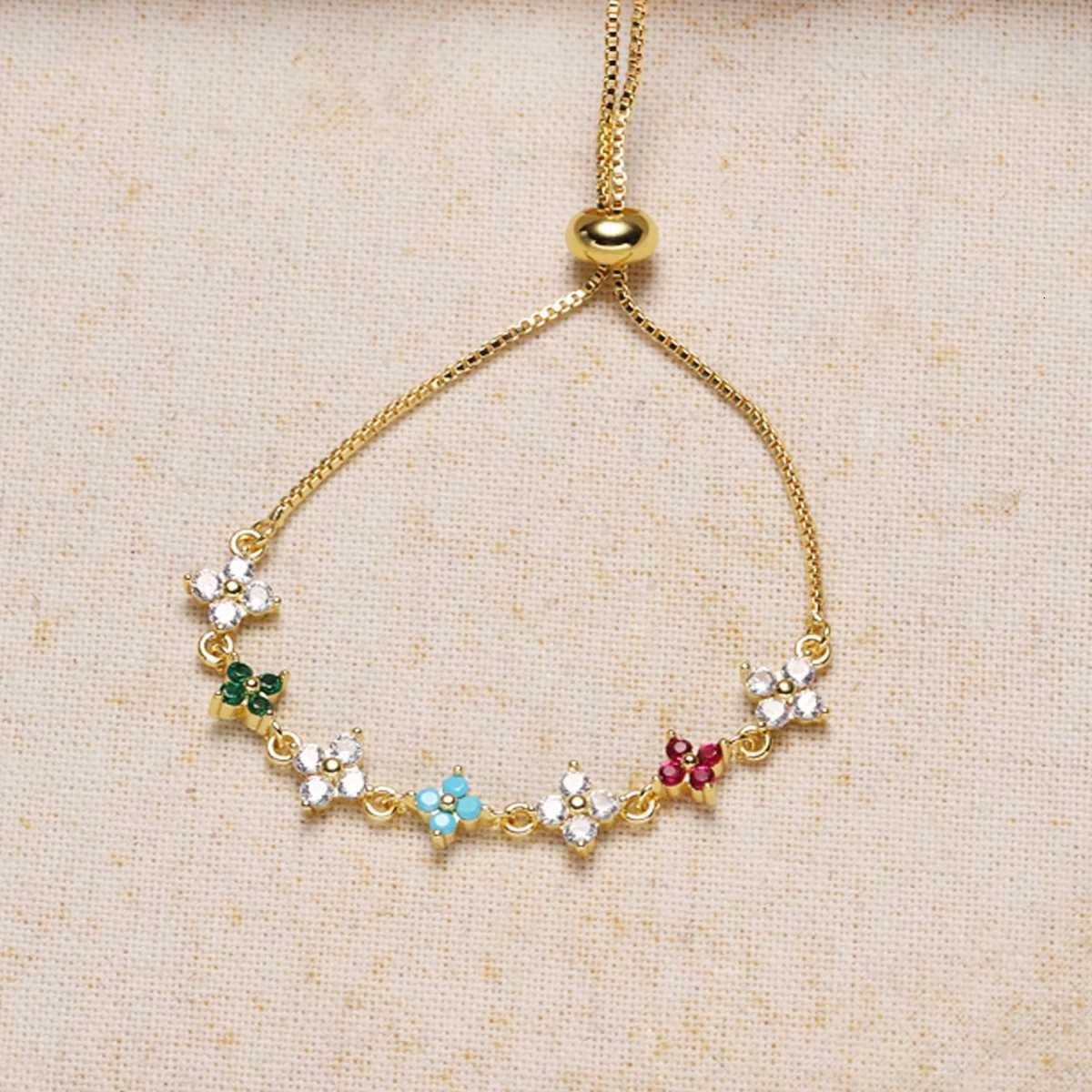 Colorful Flower Cubic Zirconia for Women Girls Luxury 18K Gold Plated Elegance Jewelry Gifts H260321 - view 6