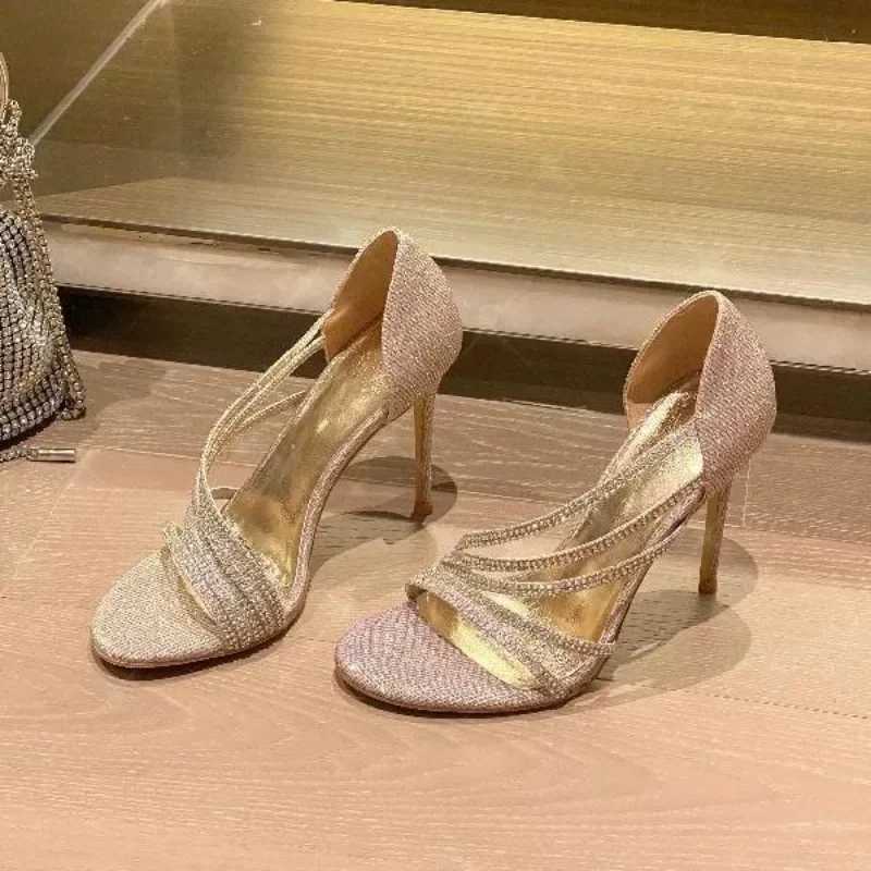 New Diamond High Heel Sandals Women Shoes French Sandals High Heels Platform Sandals Large43 C260321