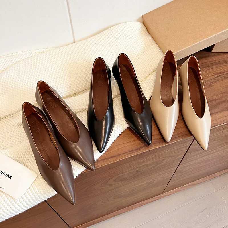 MKKHOU Fashion Pumps New High Quality Genuine Leather Pointed V-Mouth High Heels Commuter Womens Heels Shoes C260321