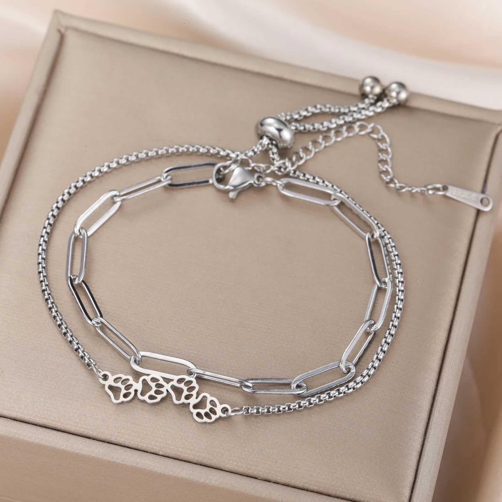Cazador Cat Dog Paw Footprint Box Chain for Women Girls Stainless Steel Hand Mothers Day Gifts Jewelry 2026 H260321 - view 7