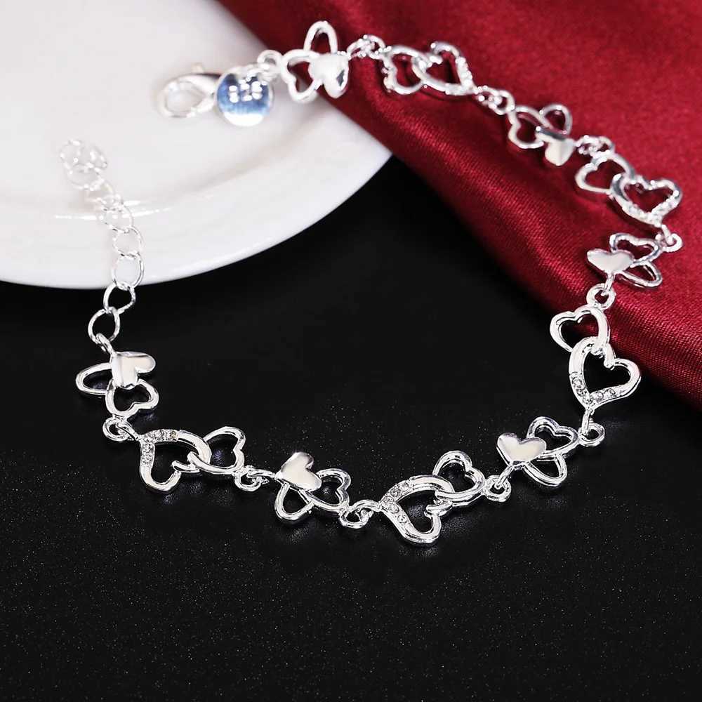 925 Sterling Silver for women HEART FLOWER chain fashion Wedding Party cute laDY nICE jewelry H260321 - view 3