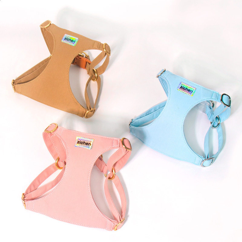 Soft Genuine Leather Dog Harness Leash Set Small Medium Dogs Cats Harness Vest For Chihuahua French Bulldog Walking Training 240819