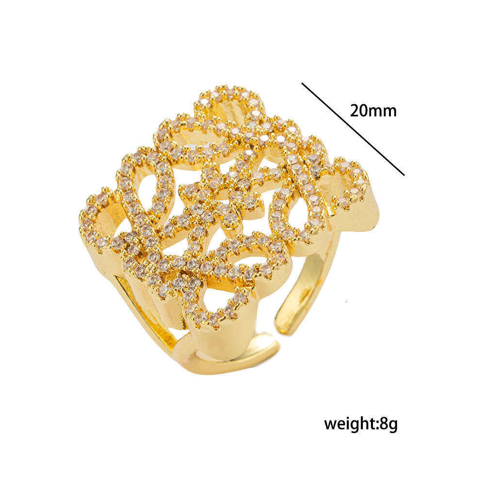 Geometric Hollow Metal Inlaid Diamond High-end Versatile Fashion Ring - view 6