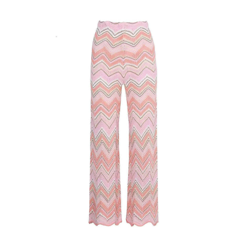 2026 Spring and Summer Designer e22 Fashion Wave Pattern Hollow Knitted Short Tank Top Pants Set