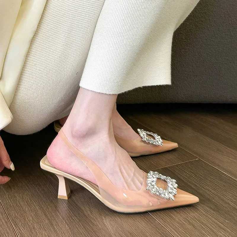 Designer Summer Women Sandals Fashion Elegant Pointed Toe Singbacks Shoes Ladies Outdoor High Heel Crystal Sandalias C260321