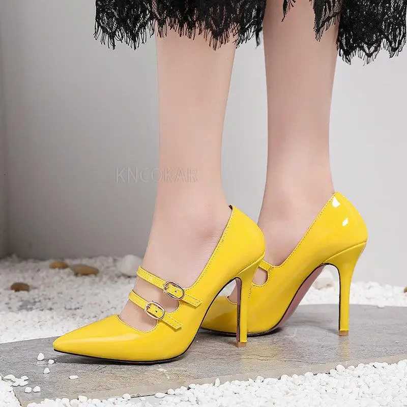 2025 Womens Shoes New patent leather pointed high-heeled shoes Size 34-46 belt Caligae shoes C260321