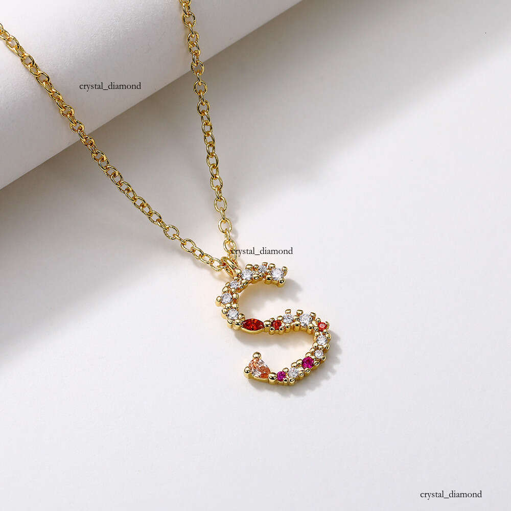Full-Diamond Letter S Necklace Gold-Plated Silver English for Women DIY Pendant with Diamonds Clavicle Chain Necklace