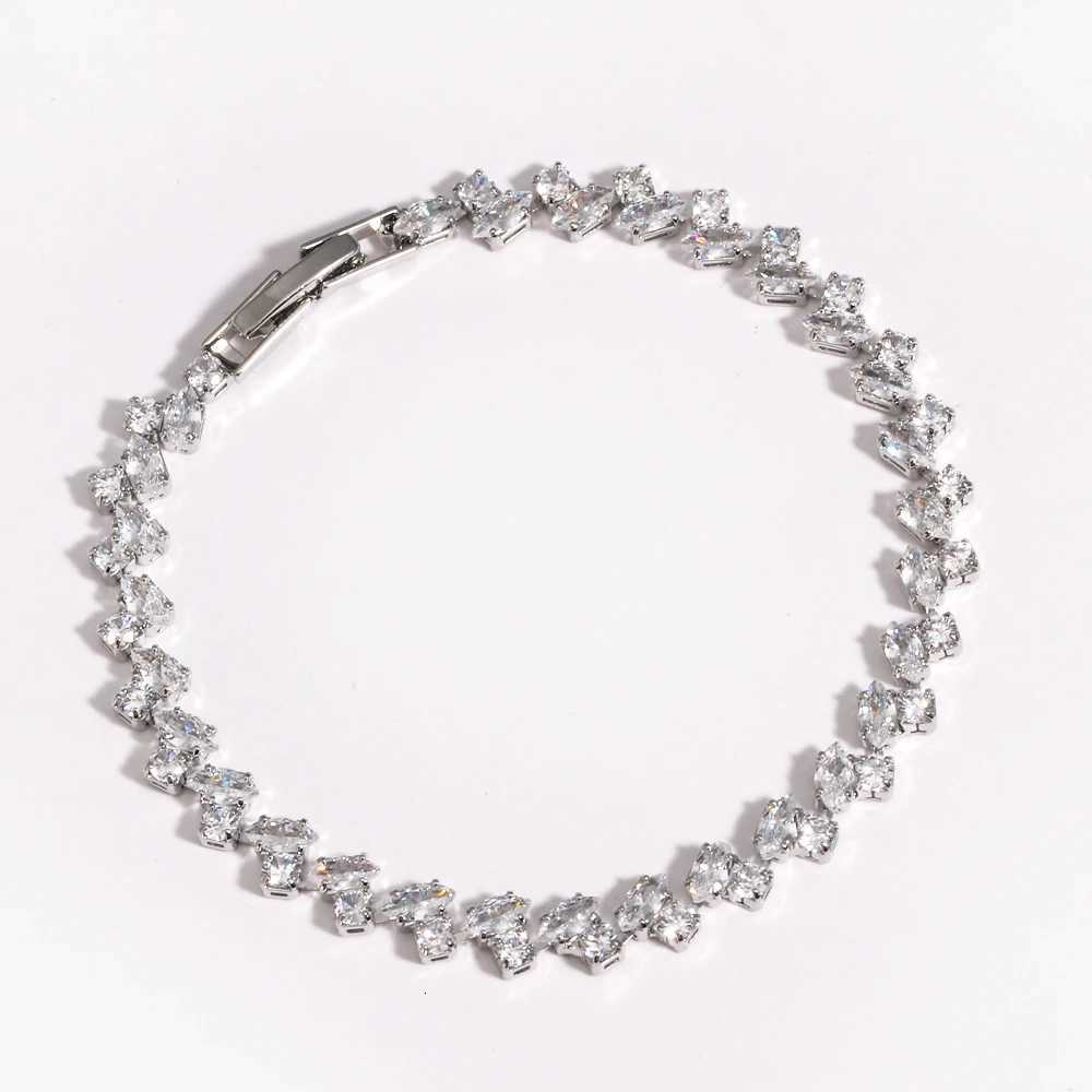 Womens Fashion Shiny Cubic Zirconia Rose Gold Color Leaf Tennis for Women Girls Wedding Party Jewelry Gifts H260321 - view 6