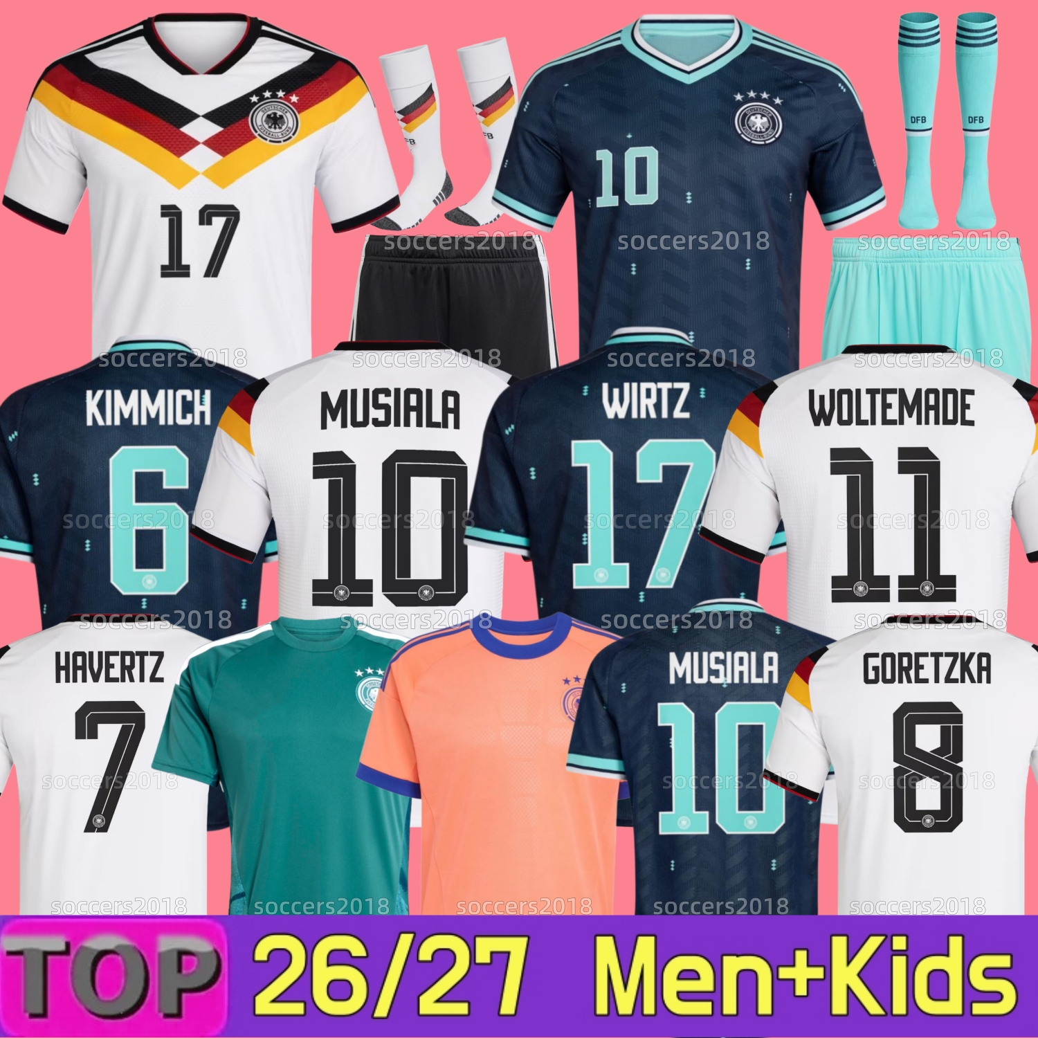 Germany 2026 World Cup WIRTZ Soccer Jerseys MUSIALA Player HUMMELS KROOS GNABRY WERNER MULLER HAVERTZ GUNDOGAN KLINSMANN Home Away Long Football Shirts Men Kids kit