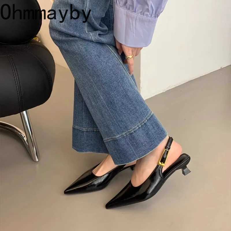 Designer Summer Pointed Toe Women Sandals Fashion Singbacks Mules Shoes Ladies Elegant Low Heel Stripper Party Sandalias C260321