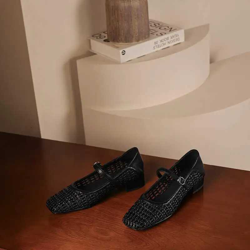 Krazing Pot Fashion Breathable Square Toe Med Heels Summer Shoes Sweet Concise Mary Janes Office Lady Elegant Women Pumps C260321