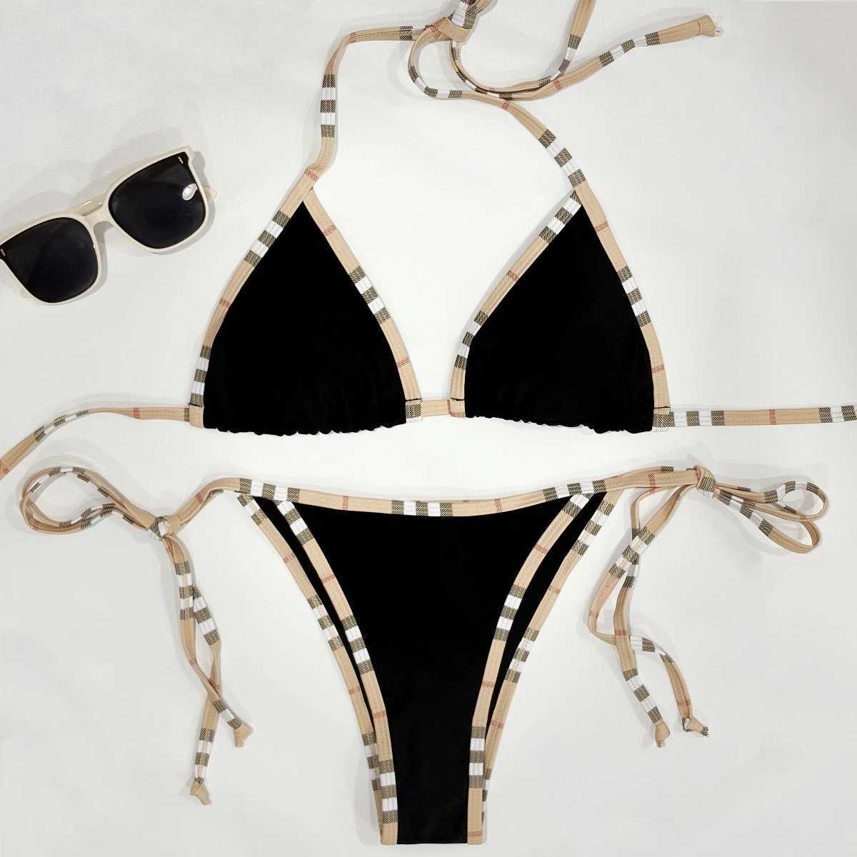 Luxury Brand Design Stripe Halter Bikini Women Swimwear Female Swimsuit Two Pieces Bikini Set Sexy Bathing Suit Swim Beach Wear a01 M260321