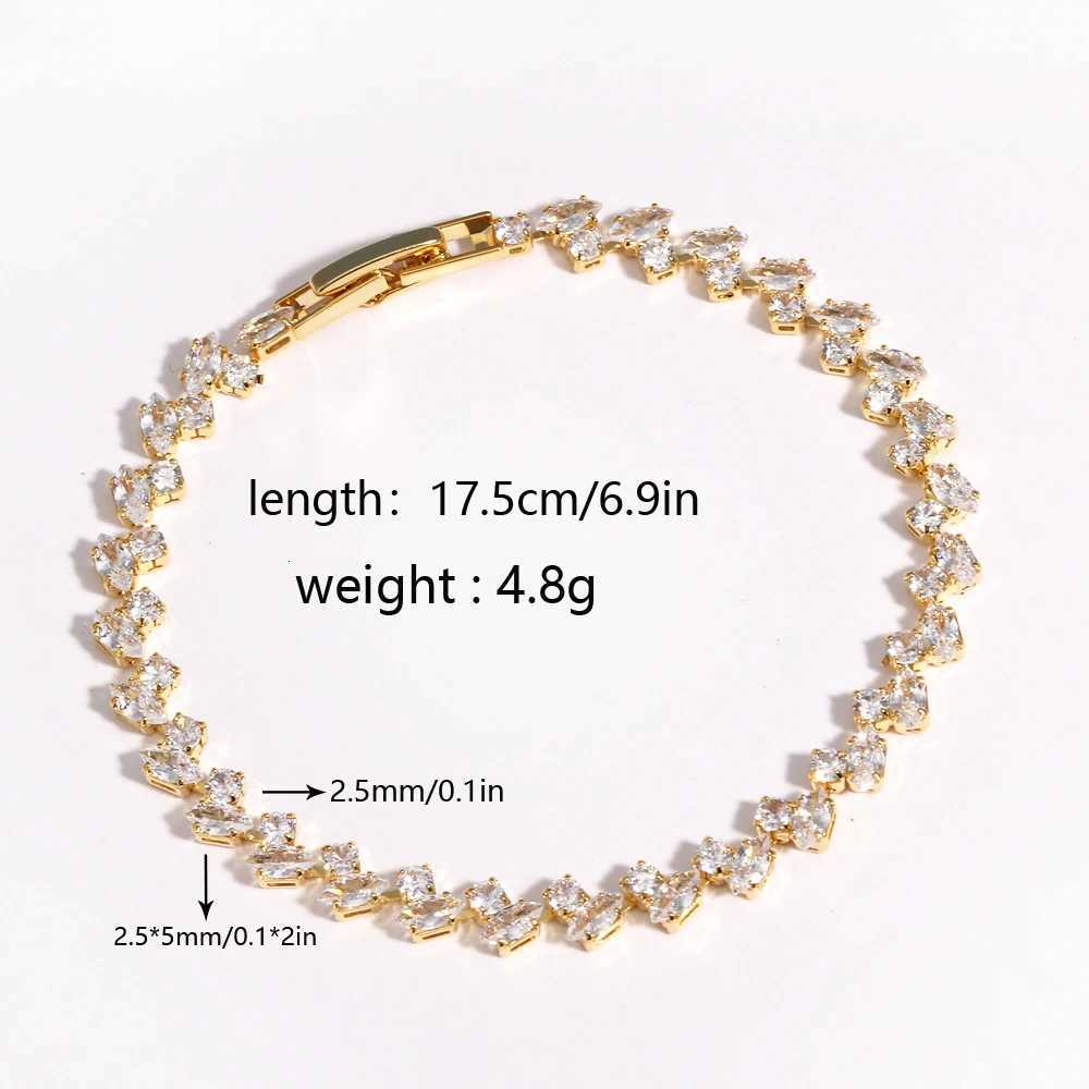 Womens Fashion Shiny Cubic Zirconia Rose Gold Color Leaf Tennis for Women Girls Wedding Party Jewelry Gifts H260321 - view 7