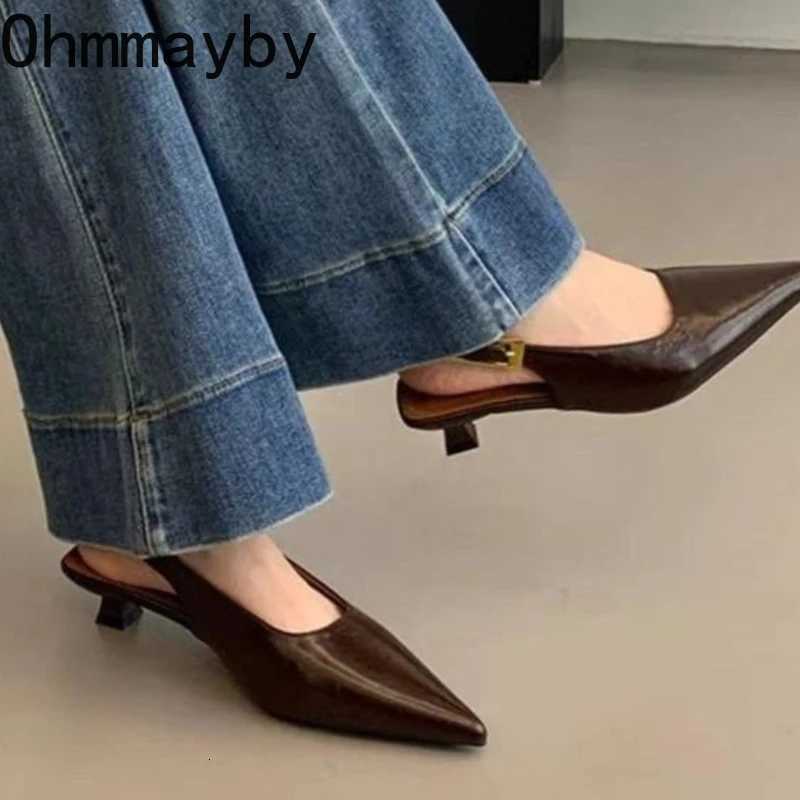 Designer Summer Pointed Toe Women Sandals Fashion Singbacks Mules Shoes Ladies Elegant Low Heel Stripper Party Sandalias C260321