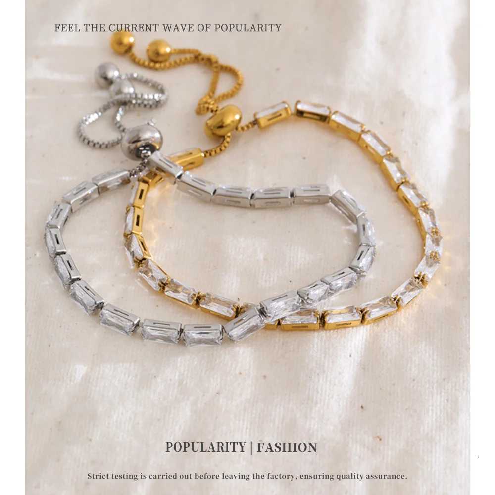 NiNice Shiny Cubic Zirconia Chain Adjustable Bangle For Women Stainless steel Premium Jewelry Recommended H260321 - view 3