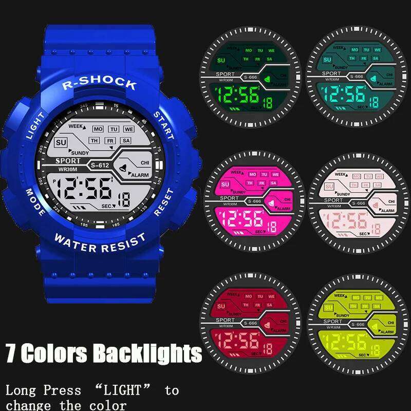 Outdoor Sport Men Watch Multifunction Large Screen LED Electronic Waterproof Luminous Military Digital Wristwatches Reloj Hombre