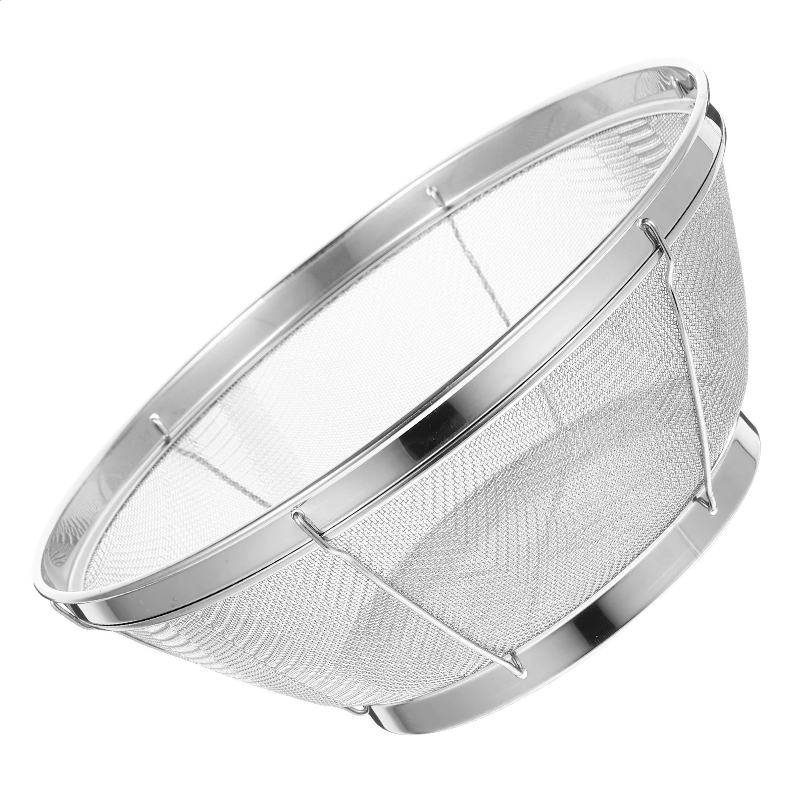 1pc Stainless Steel Rice Washing Sieve Fine Mesh Basket Kitchen Colander Fruit Rinser Strainer Container Vegetable Washing Bowl 260320