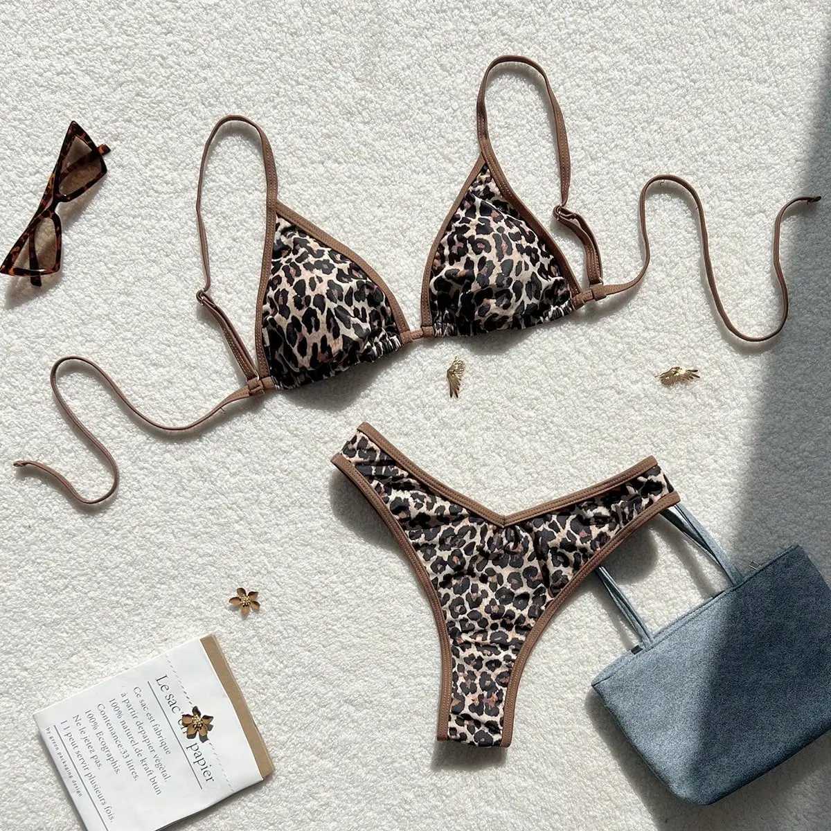 Summer leopard print sexy swimsuit bikini swimsuit set for beach vacation suitable for women M260321