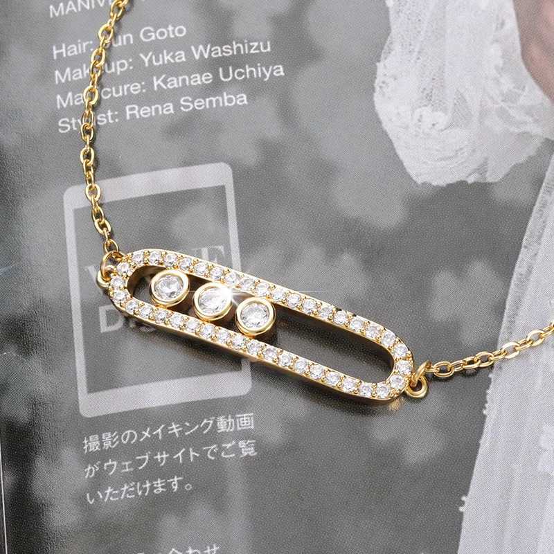 Fashion Rose Gold Plated 3 Dot Beads Bar Charm Geometric Figure Stainless Steel Link Zircon Bangle Jewelry H260321 - view 4