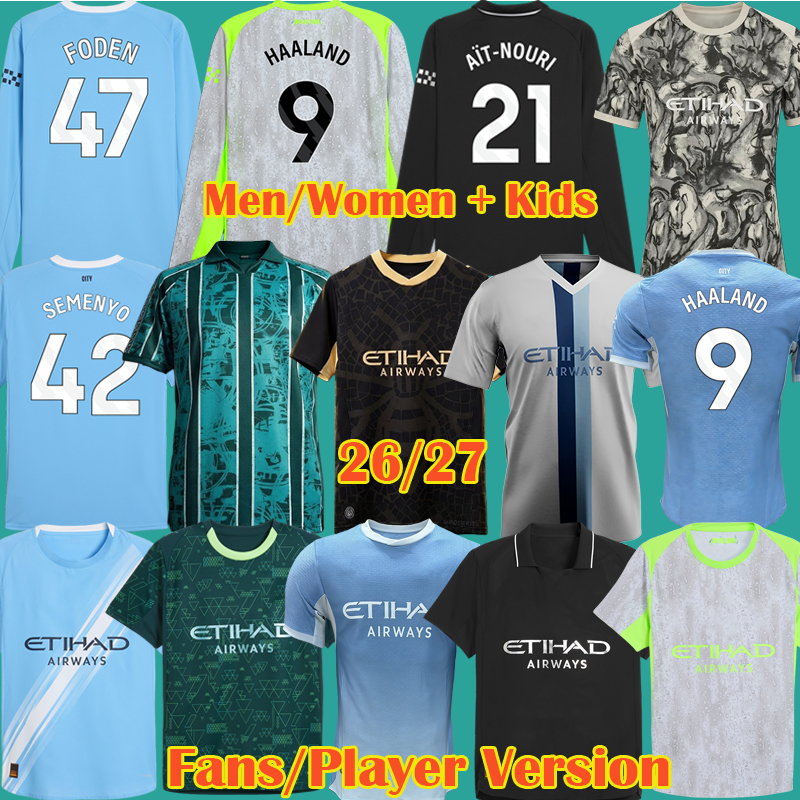 3XL 4XL 2025 EA Sports Man City Soccer Jerseys Special Kits SEMENYO FODEN HAALAND 2026 Blue Moon Jersey MAN 4th football shirt cities 26 27 CHERKI kit Kids YTIC shirts