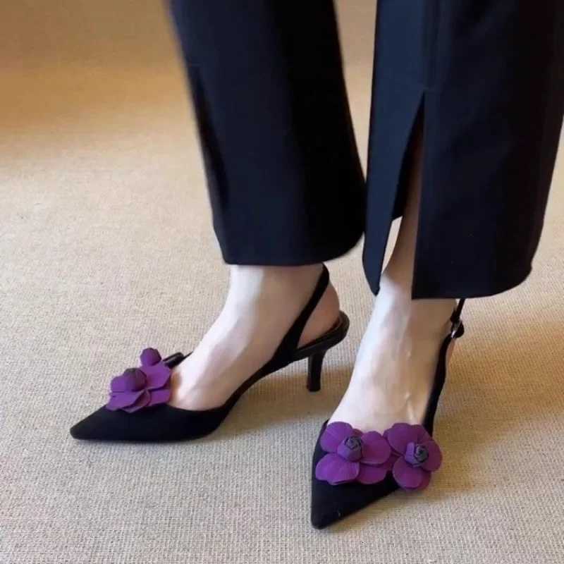 2025 Summer New Retro Pointed Toe Decal Womens Shoes Fashion Outdoor Party High Heels Sandals Sandalias Mujer C260321