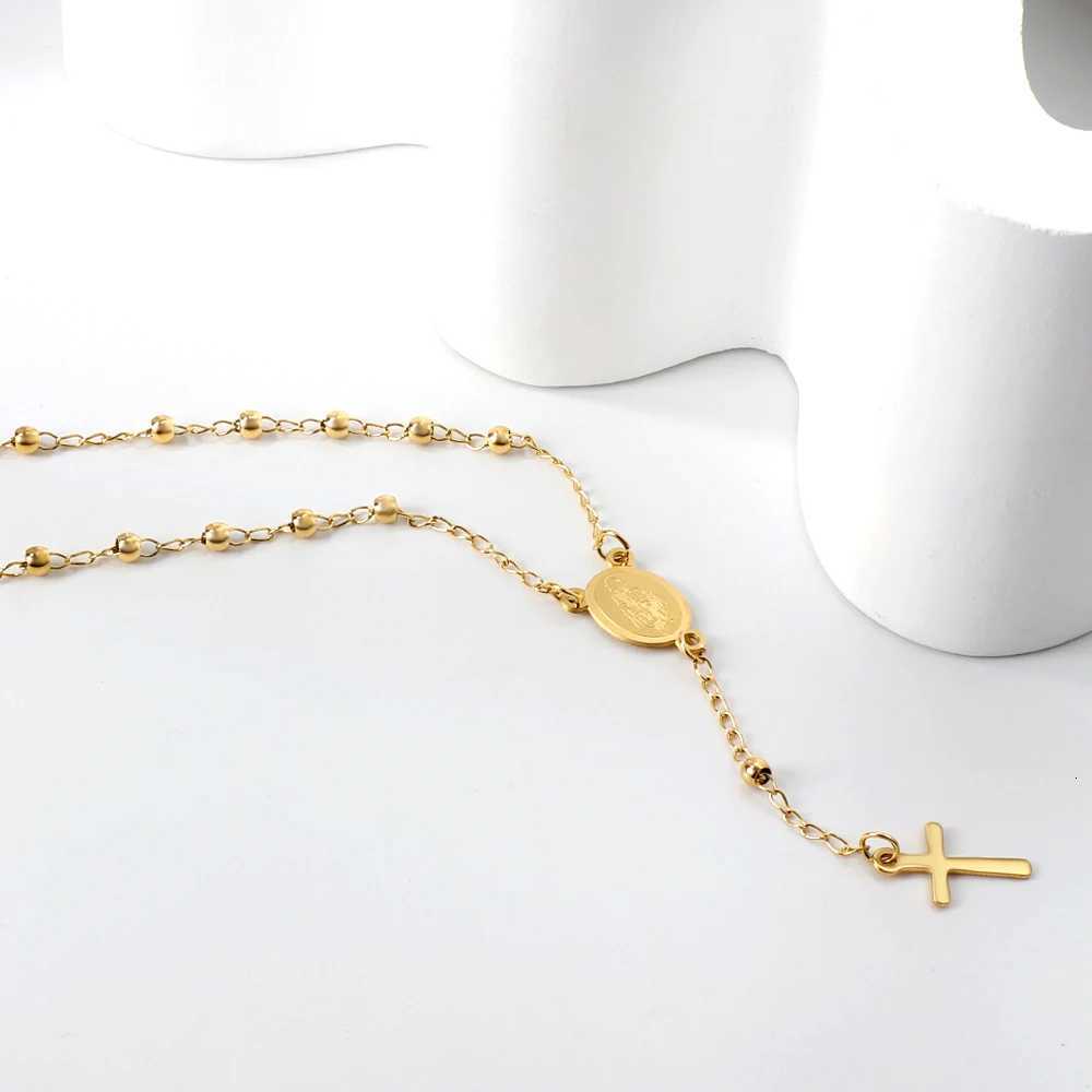 LUXUSTEEL Cross Rosary For Women Men Virgin Mary Religious Prayer Bead Link Chain on Hand Christian Jewelry Adjustable H260321 - view 6