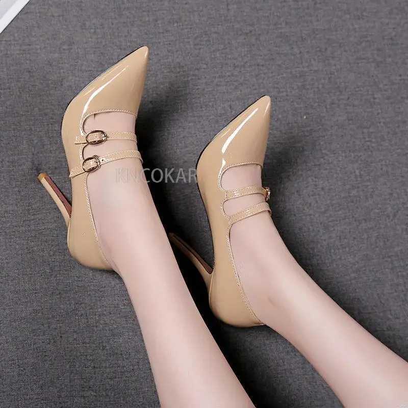 2025 Womens Shoes New patent leather pointed high-heeled shoes Size 34-46 belt Caligae shoes C260321