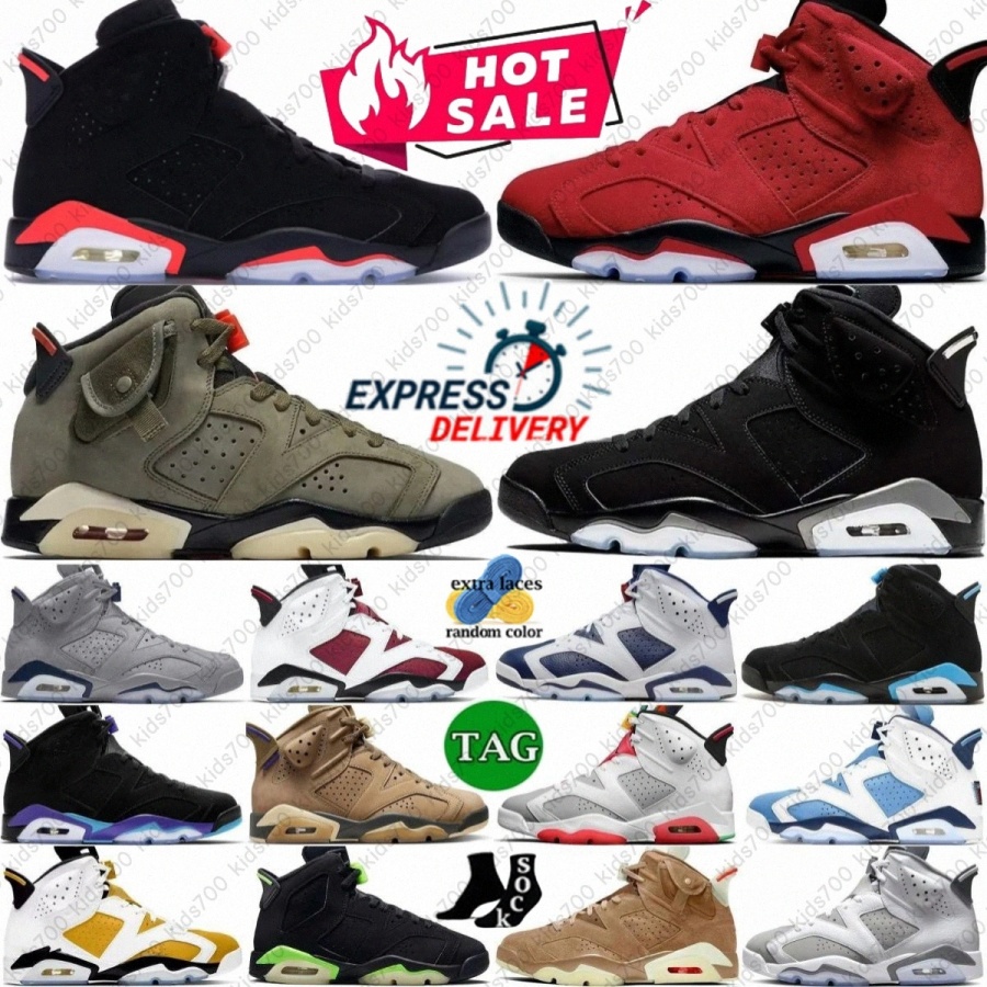 Designer Basketball 6s Shoes Infrared Salesman Carmine 6 UNC White Khaki DMP Midnight Navy Oreo Electric Ochre Red Womens Mens Green Yellow Black Grey w33q#