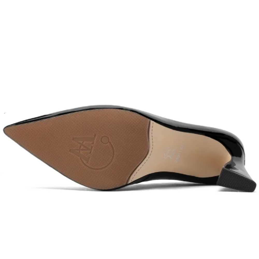 JOCHEBED HUNew Handmade Genuine Leather Pointed Toe Thick High Heels Grace Wedding Mature Slip on Comfortable Shoes 33-43 C260321