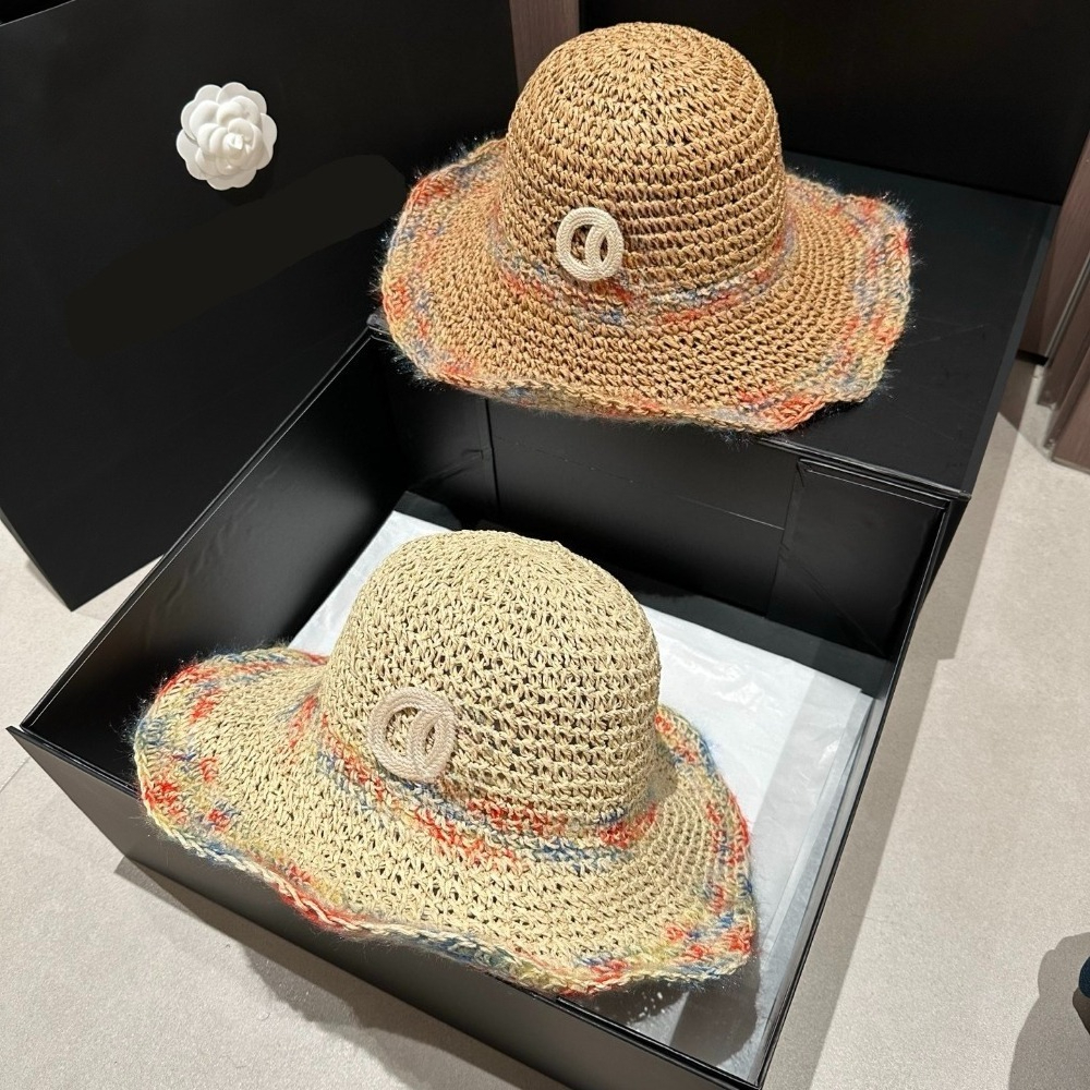 Designer Beach Spring Hats Women Wide Brim Bucket Hat Woman Cap Designers Woven Grass Fisherman Chapeau Breathable Sunscreen Large Brim Vacation