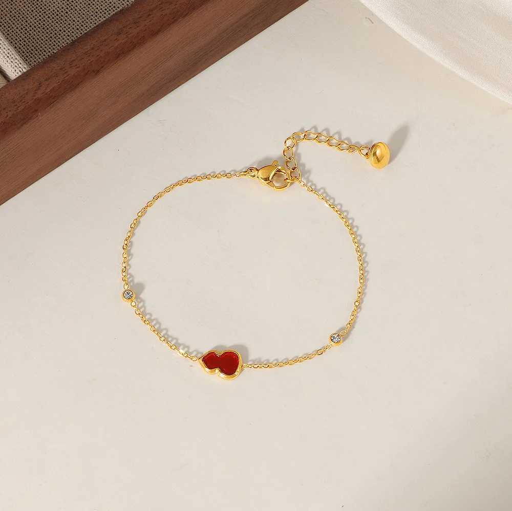 Gold Plated Stainless Steel Waterproof Non-fading Niche Design Small Red Gourd Charm Fashion Jewelry Gifts For Women H260321 - view 3