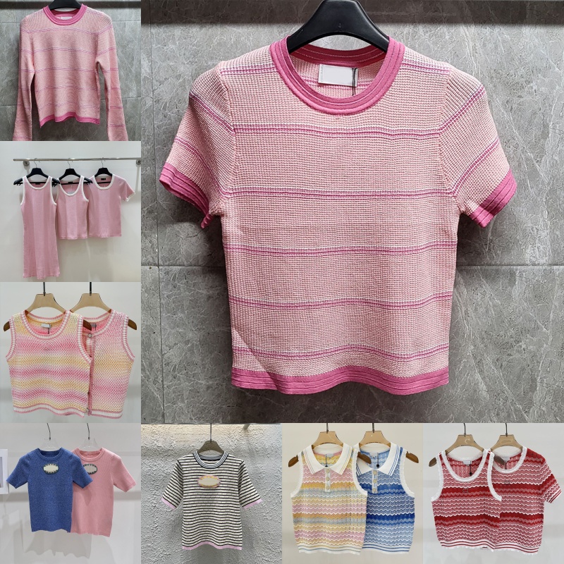 Luxury Women Knitted Vest Tees Designer Sexy Sleeveless Slim Fit Knits Summer Vacation Beach Street Style Sporty Tennis Knits Birthday Dress