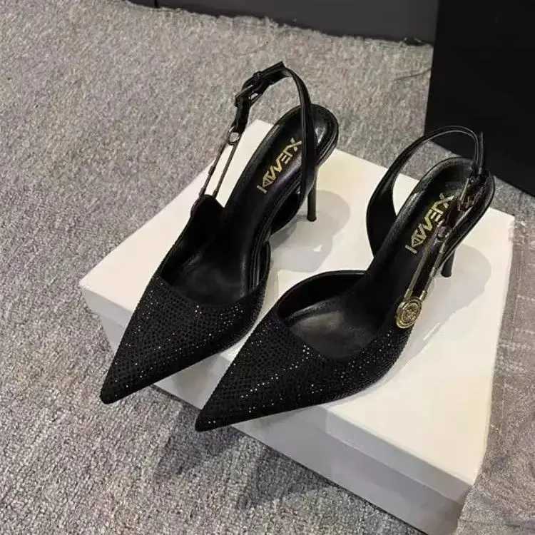 Pointed sexy high heels women new sandals summer shoes 2025 designer party shoes high heel slingback slippers stilettos C260321