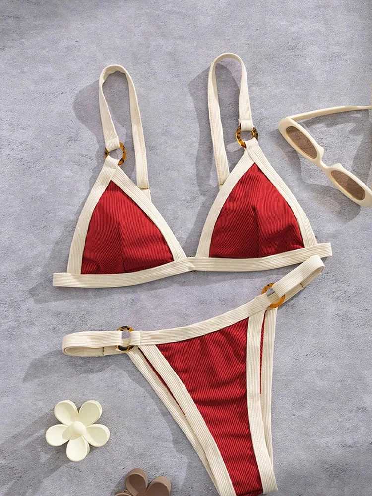 Vzvn Sexy Spaghetti Strap Bikinis Women Split Swimsuit Beach Vacation Brazil Bikini 2026 All Season Backless Bikinis 2 Piece Set M260321