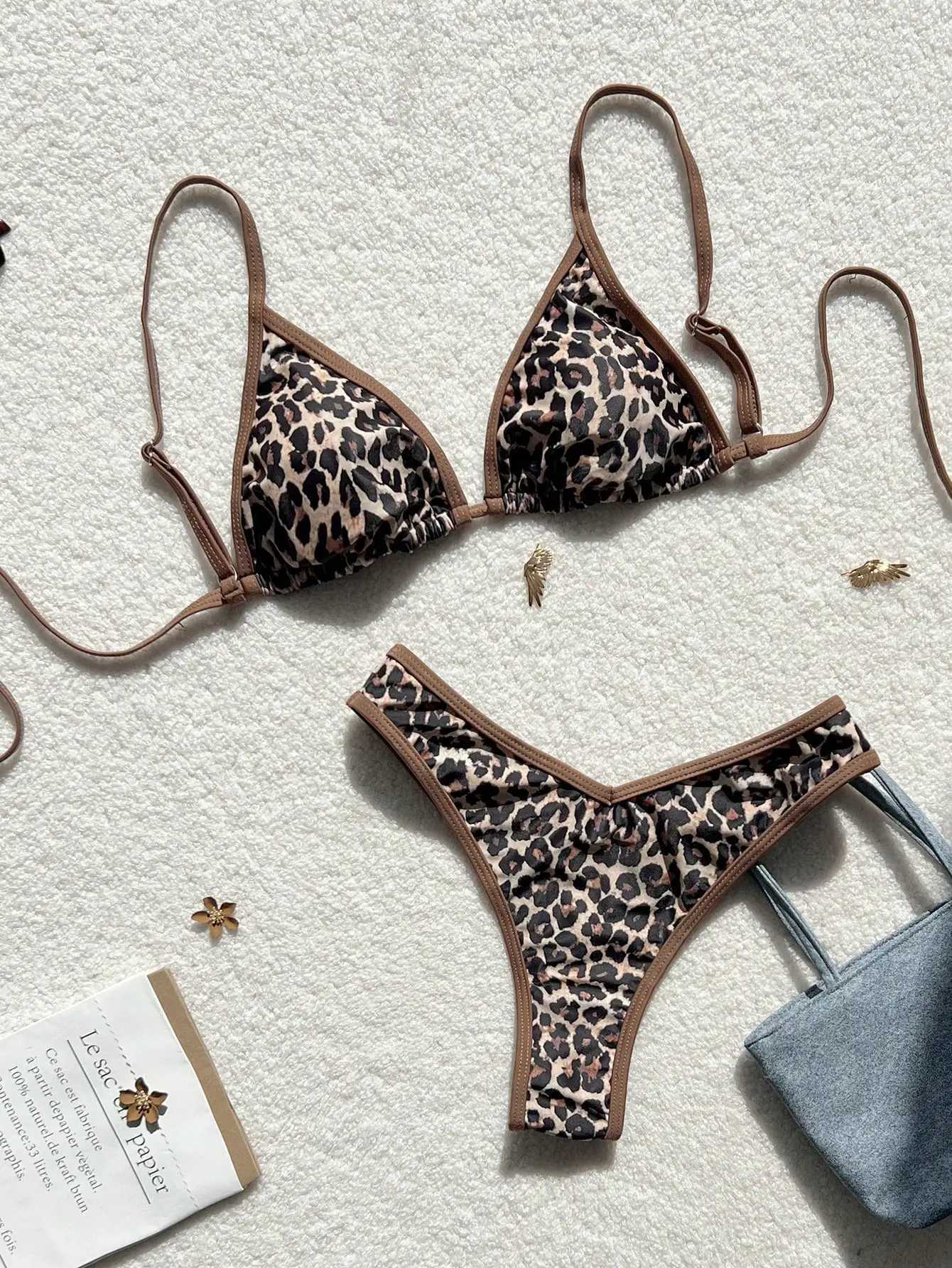 Summer leopard print sexy swimsuit bikini swimsuit set for beach vacation suitable for women M260321