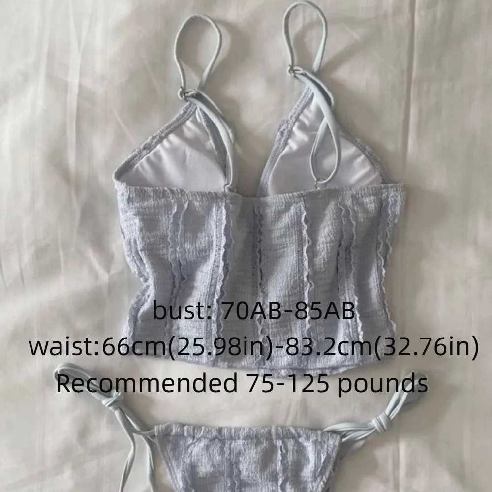 Slimming Design Three-Piece Bikini Strapless High-End Feel Womens Swimsuit Small Chest Separate Pieces Korean Style Bikini M260321