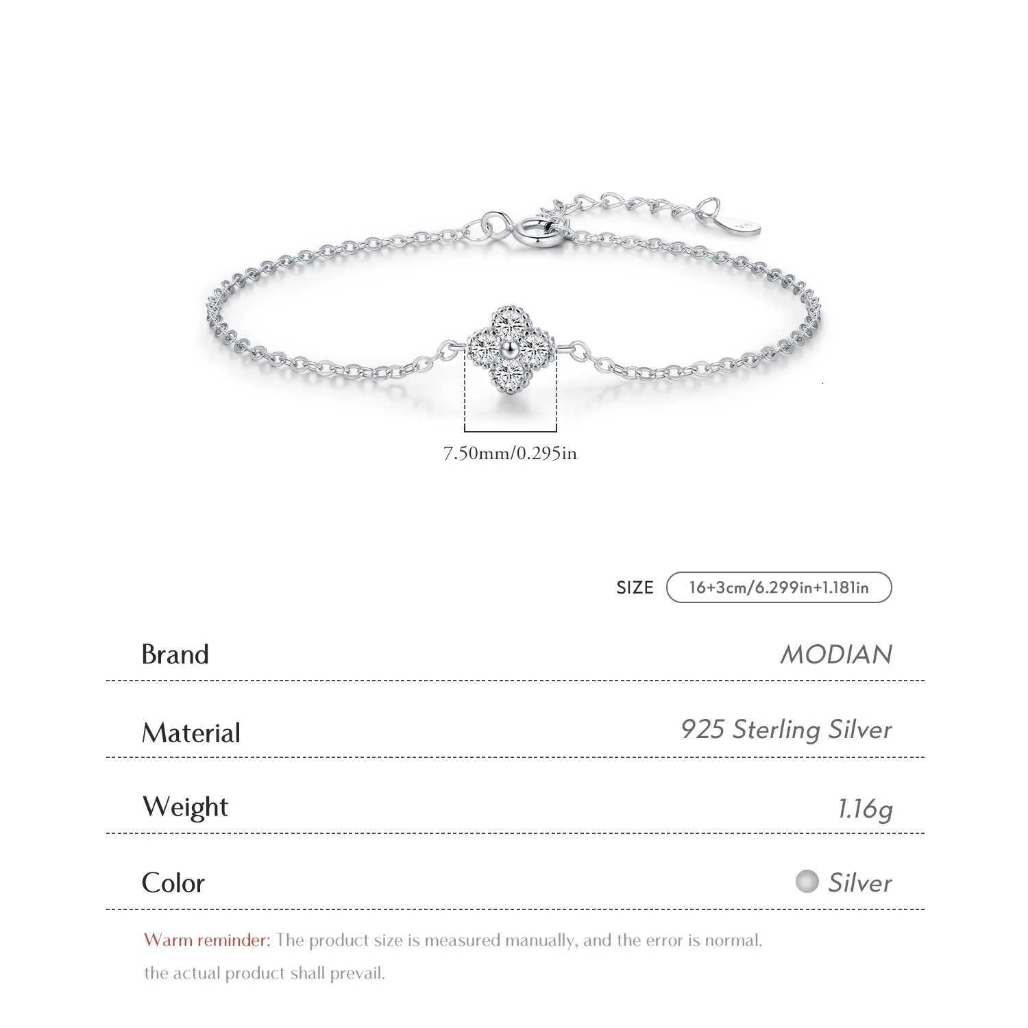 MODIAN 925 Sterling Silver Exquisite Lucky CZ Link Chain Stackable Sweet For Women Daily Fine Jewelry H260321 - view 4