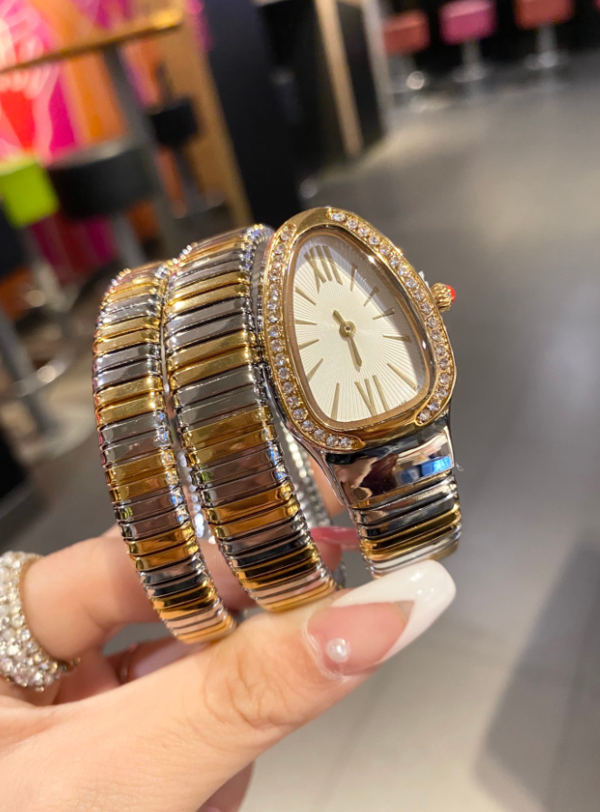 Luxury women's Bracelet BVLGARItiy Women's watch Quartz Watch Serpentine watch Top brand Stainless Steel Ladies Christmas Diamond Stainless Steel watch #22
