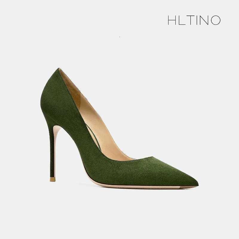 Green high-heeled shoes 2025 new style slim heel sexy temperament versatile shallow mouth suede womens pointed single shoes C260321