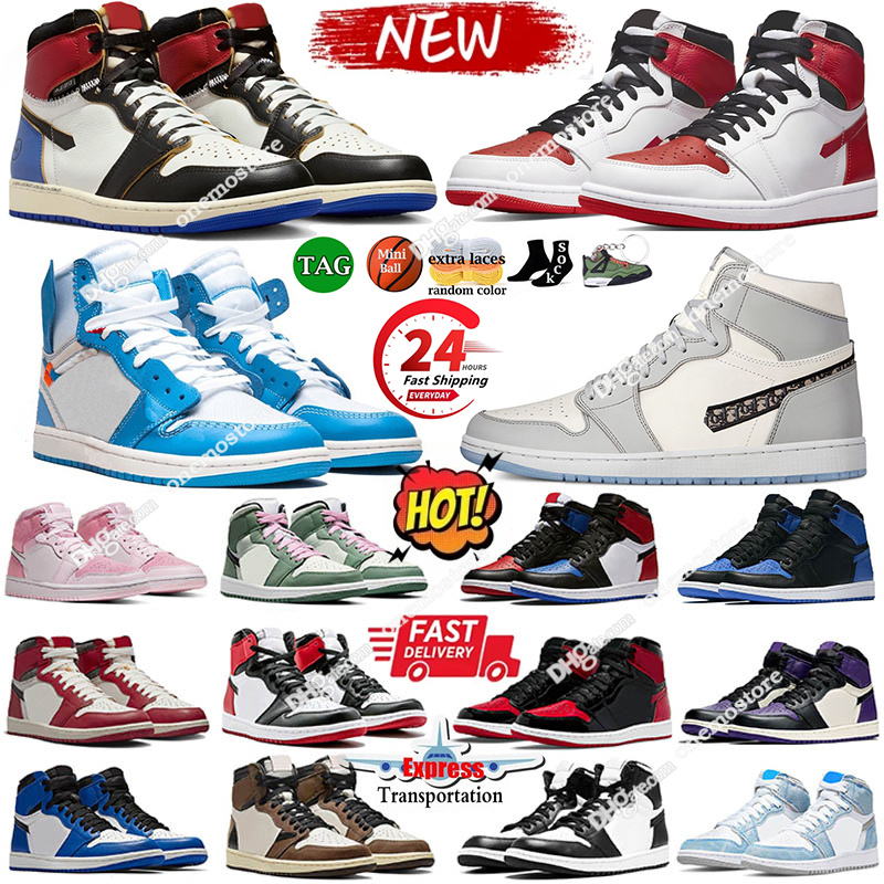 J1 TS SP men low 1s Basketball Shoes Heritage Men Women Sneakers UNC Chicago Black White University Blue Space Jam Lucky Green Dark Mocha Runner Shoe Outdoor Trainers