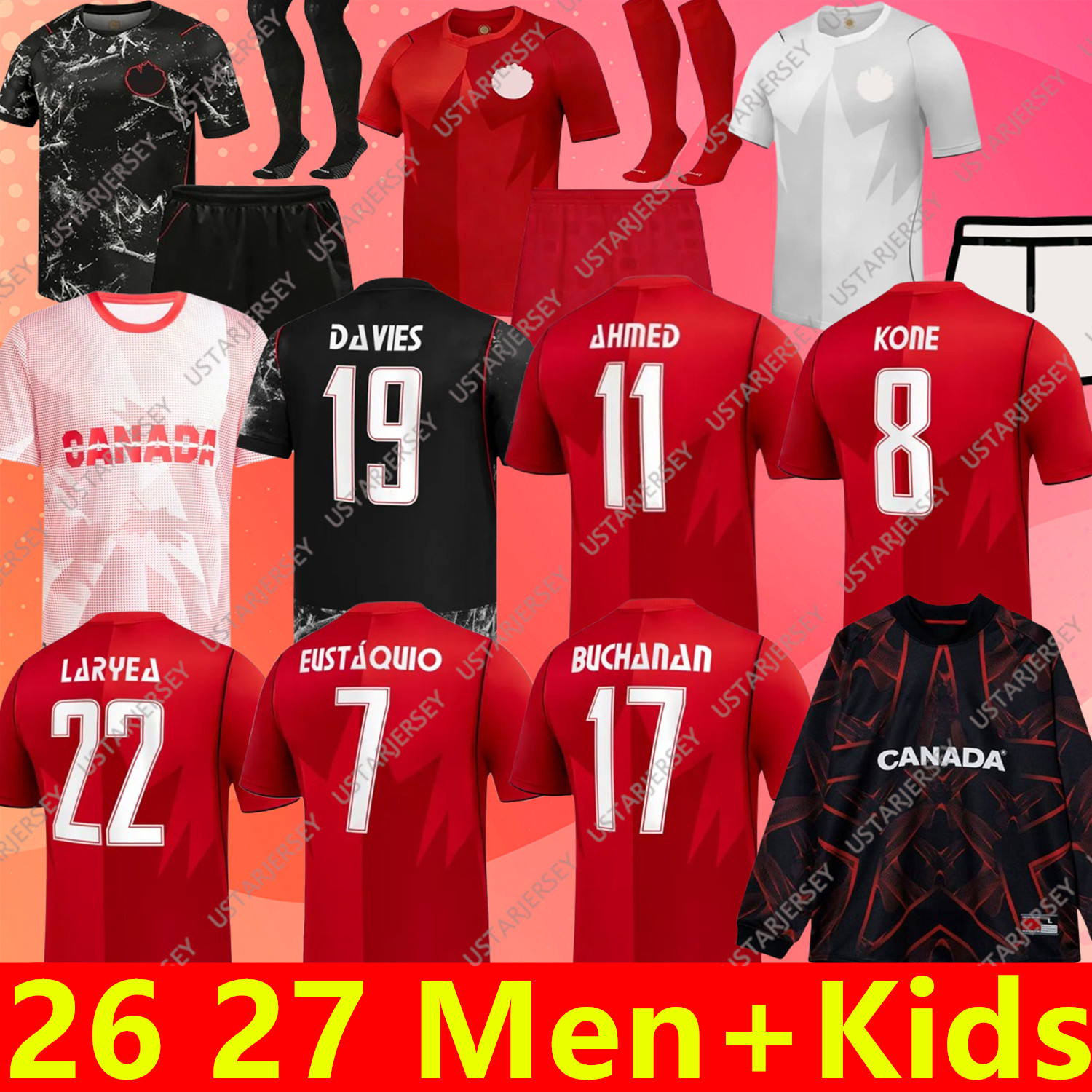 26 27 Canada J.DAVID Soccer Jerseys 2026 World Cup national team DAVIES LARIN SHAFFELBURG KONE MILLAR EUSTAQUIO BUCHANAN MILLER 2026 2027 men kids kits sets football