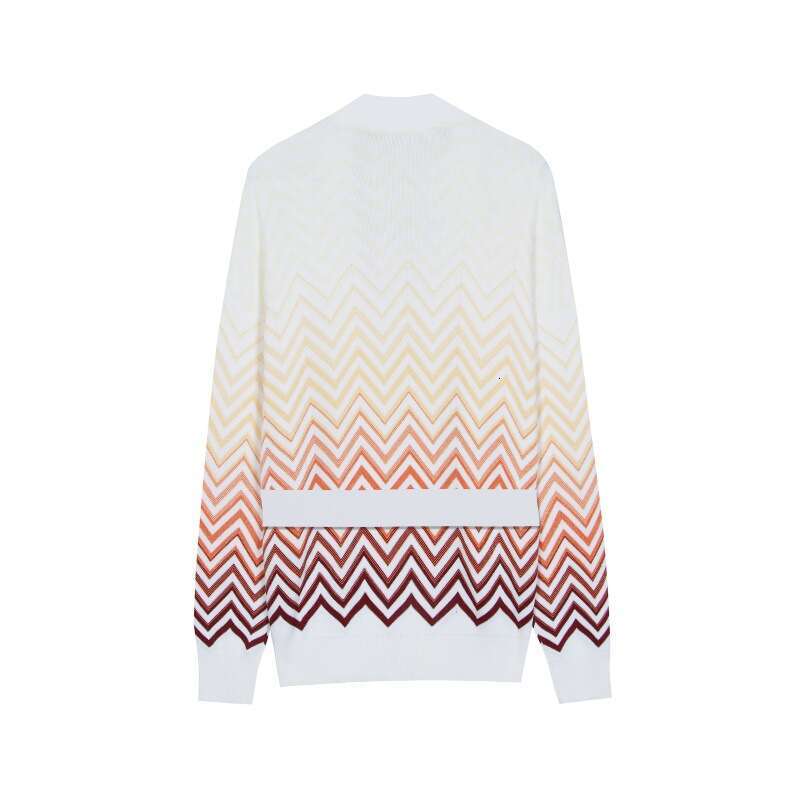 2026 high-end designer autumn and winter elegant D19 women's V-neck long sleeved striped knitted cardigan