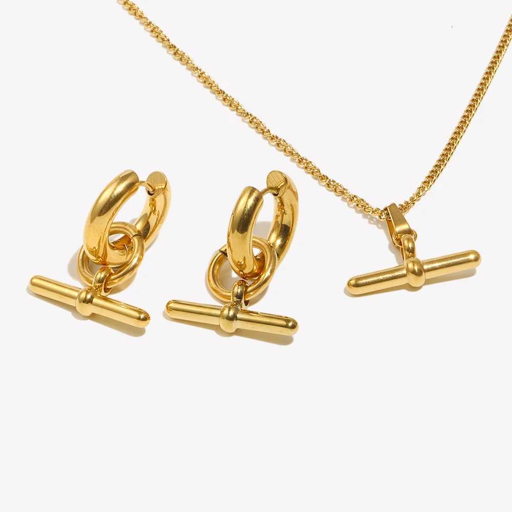 EB Stainless Steel 18K Gold Plated Minimalist Design T Bar Pendant Necklace For Wan Girls Ladies Gold Jewelry X260321