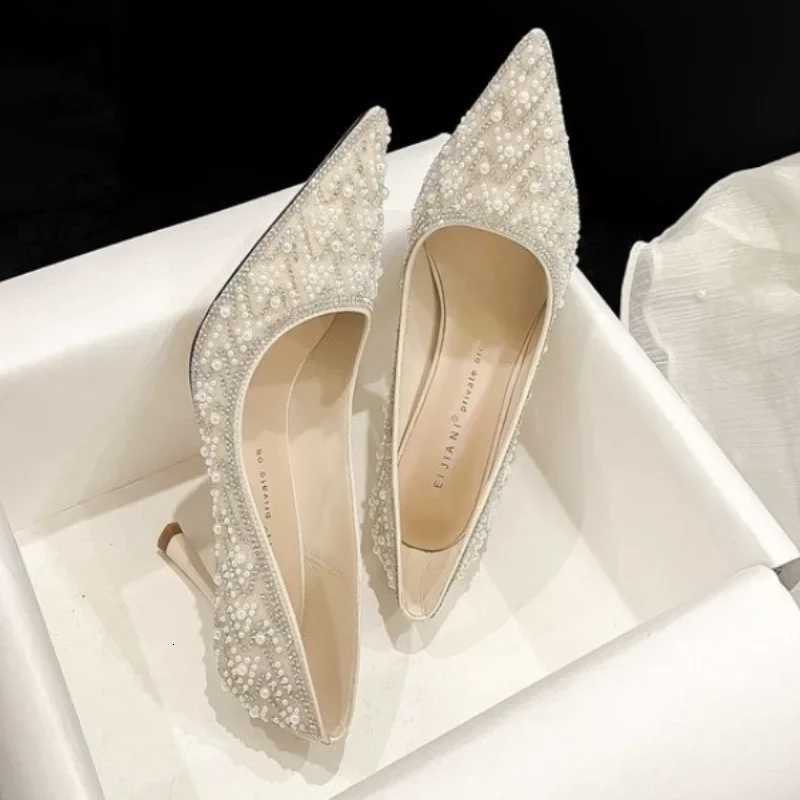 2024 New Womens High Heels Stiletto Heels Sequins Rhinestone Decoration Fashion Womens Dress Party Shoes C260321